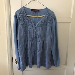 Gloria Vanderbilt Long-Sleeved Blue Top, Size: XXL